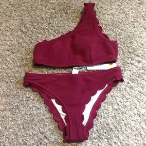 NWY scallop Cupshe bathing suit set
